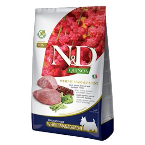 N&D DOG QUINOA WEIGHT ADULT MINI LAMB 0.800 KG с агнешко и броколи