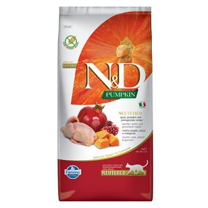 N&D CAT NEUTERED PUMPKIN 5 KG коте,кастрирани, тиква с пъдпъдък и нар