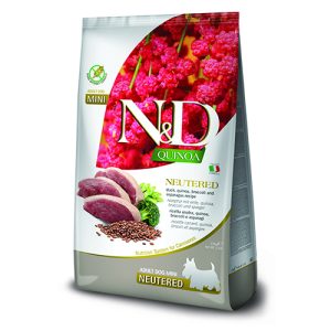 N&D DOG QUINOA NEUTERED DUCK 7 KG Adult MINI - кастр. куче с патица , броколи и аспержи