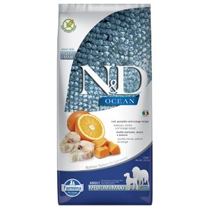 N&D DOG OCEAN ADULT MED&MAXI PUMPKIN 12 KG куче,тиква с риба треска и портокал