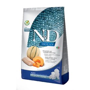 N&D DOG OCEAN COD.PUMPKIN&MELON PUPPY MED&MAXI 12 KG