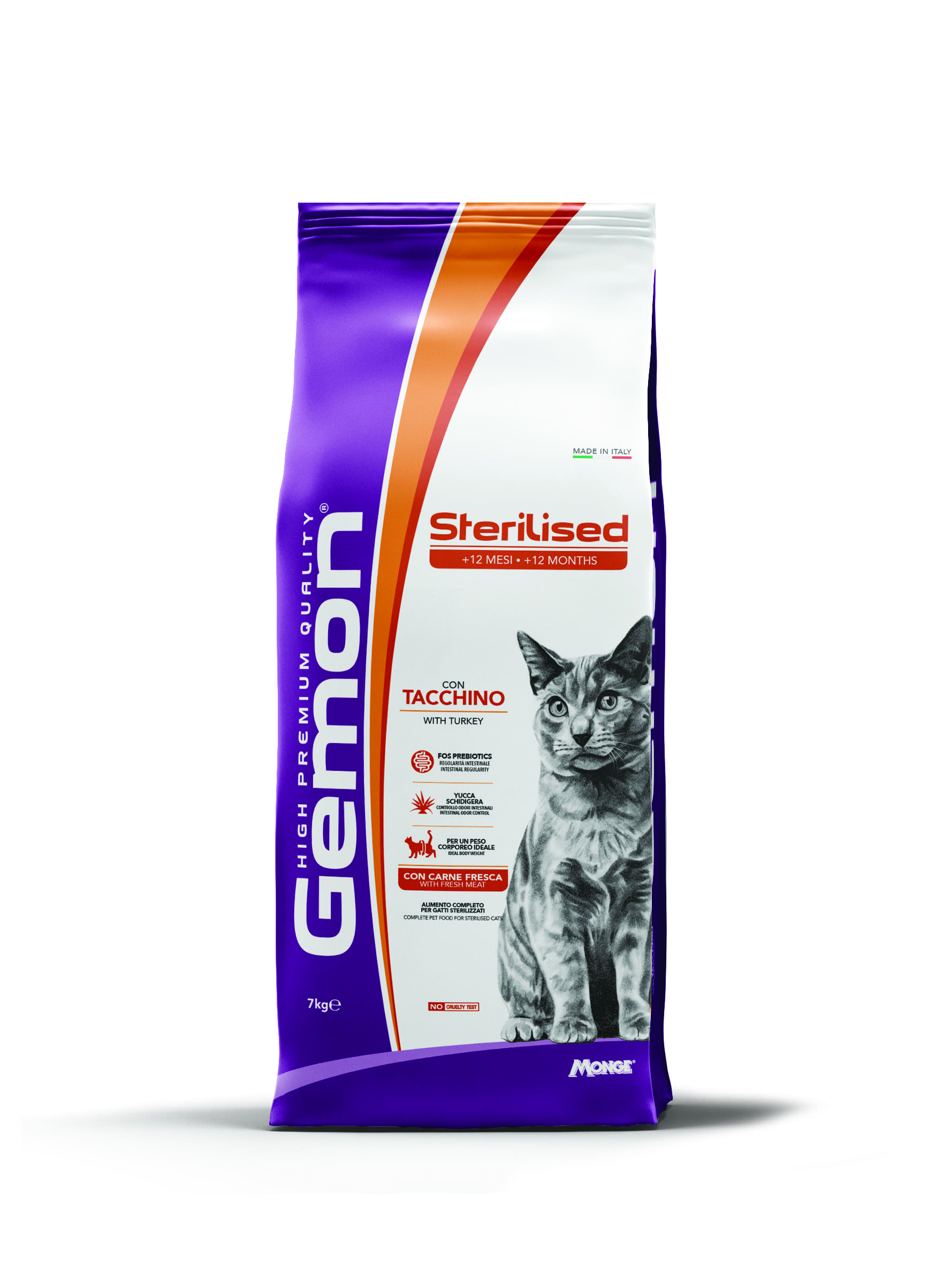 GEMON CAT Sterilised Turkey 7 KG- с пуйка за кастрирани котки